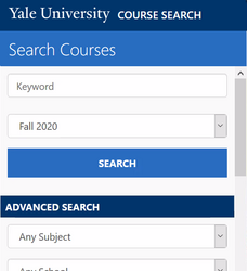Screenshot of Yale Course Search basic search options