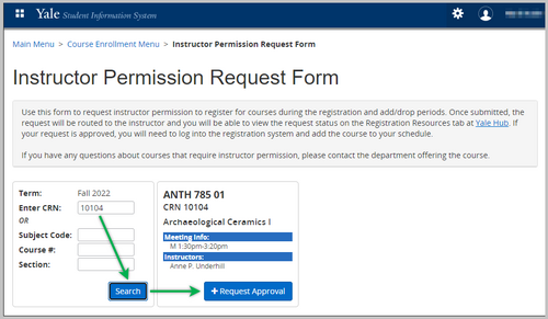 Image of Instructor Permission Request Form